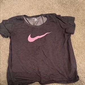 Nike Charcoal Tee with Pink Swoosh